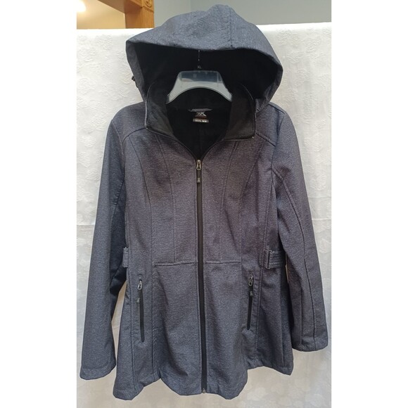 ZEROXPOSUR SOFT SHELL HOODED GRAY WINTER JACKET FAUX FUR LINED WOMENS MED. - Picture 1 of 11